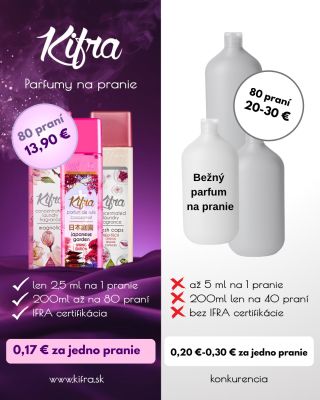 💜 Prečo Kifra.sk? Lebo kvalita a férová cena idú u nás ruka v ruke. Za jedno pranie zaplatíte len 0,17 € – pri konkurencii...